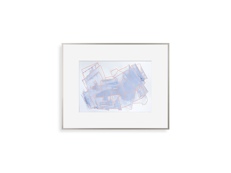 simply framed new school metal frame in warm silver featuring artwork by linda collette