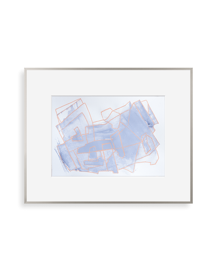 simply framed new school metal frame in warm silver featuring artwork by linda collette