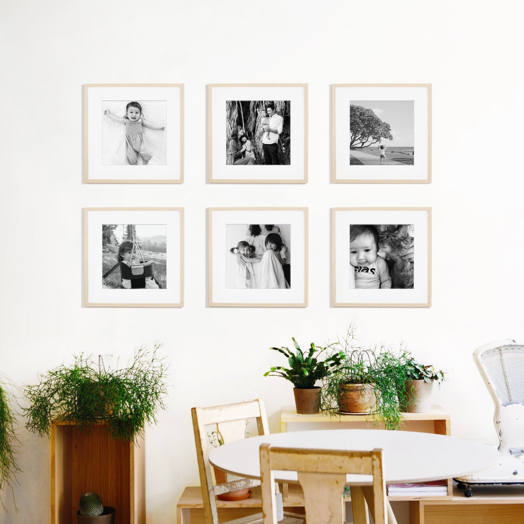 Small Grid Eight Canvas - Natural Framed Photo Gallery Wall