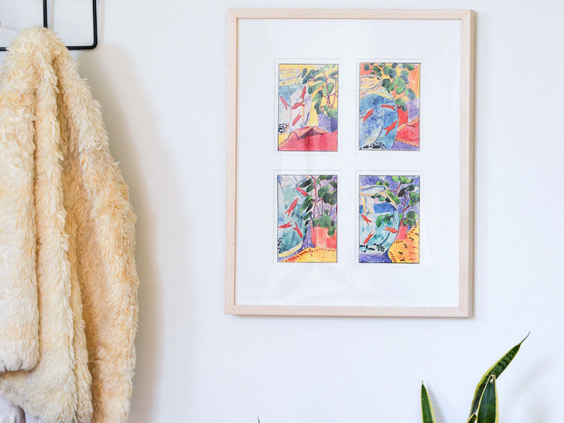 Simply Framed Natural Wood Gallery Frame featuring artwork by Carol Denenberg in a home interior